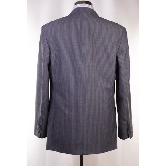 Merona Navy Gray Stripe Sport Coat 42L Polyester Blend Blazer 2 Button - Picture 3 of 13